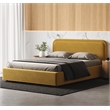 Pemberly Row Upholstered Platform Queen Bed in Mustard Boucle Fabric