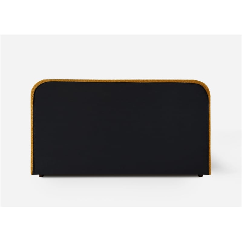 Pemberly Row Upholstered Platform Queen Bed in Mustard Boucle Fabric