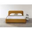 Pemberly Row Upholstered Platform Queen Bed in Mustard Boucle Fabric