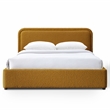 Pemberly Row Upholstered Platform Queen Bed in Mustard Boucle Fabric