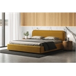 Pemberly Row Upholstered Platform King Bed in Mustard Boucle Fabric