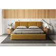 Pemberly Row Upholstered Platform King Bed in Mustard Boucle Fabric