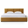 Pemberly Row Upholstered Platform King Bed in Mustard Boucle Fabric