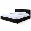 Pemberly Row Upholstered Platform King Bed in Black Boucle Fabric