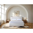 Pemberly Row Upholstered Platform Queen Bed in White Cream Boucle Fabric