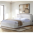 Pemberly Row Upholstered Platform Queen Bed in White Cream Boucle Fabric