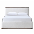 Pemberly Row Upholstered Platform Queen Bed in White Cream Boucle Fabric