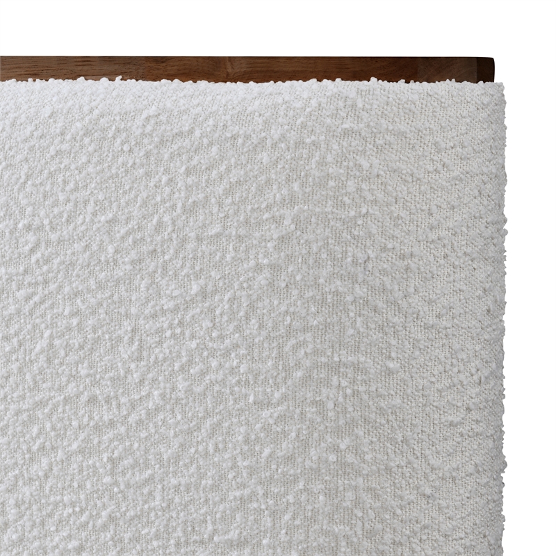 Pemberly Row Upholstered Platform King Bed in White Cream Boucle Fabric