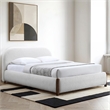 Pemberly Row Upholstered Platform Queen Bed in White Cream Boucle Fabric