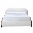 Pemberly Row Upholstered Platform Queen Bed in White Cream Boucle Fabric