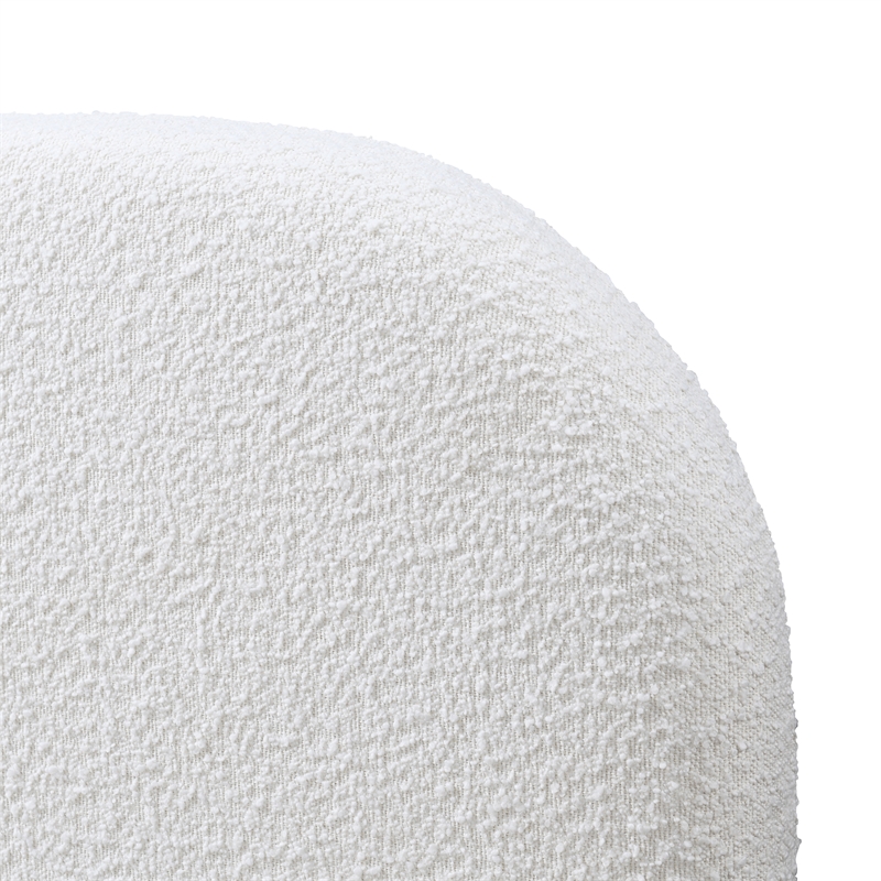 Pemberly Row Upholstered Platform Queen Bed in White Cream Boucle Fabric