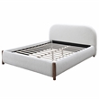 Pemberly Row Upholstered Platform King Bed in White Cream Boucle Fabric