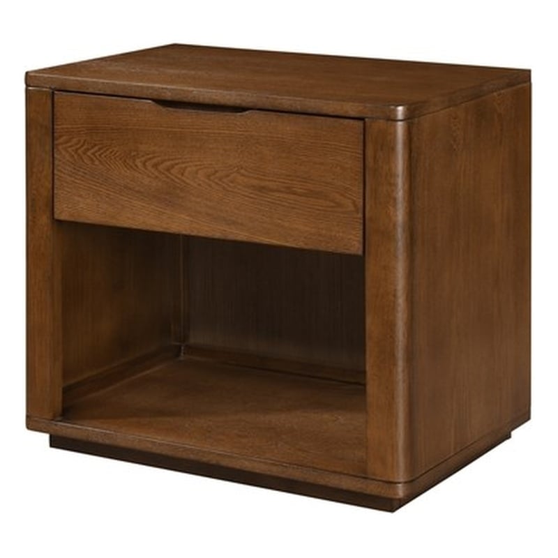 Pemberly Row Modern Nightstand with Soft Close Drawer in Walnut Finish