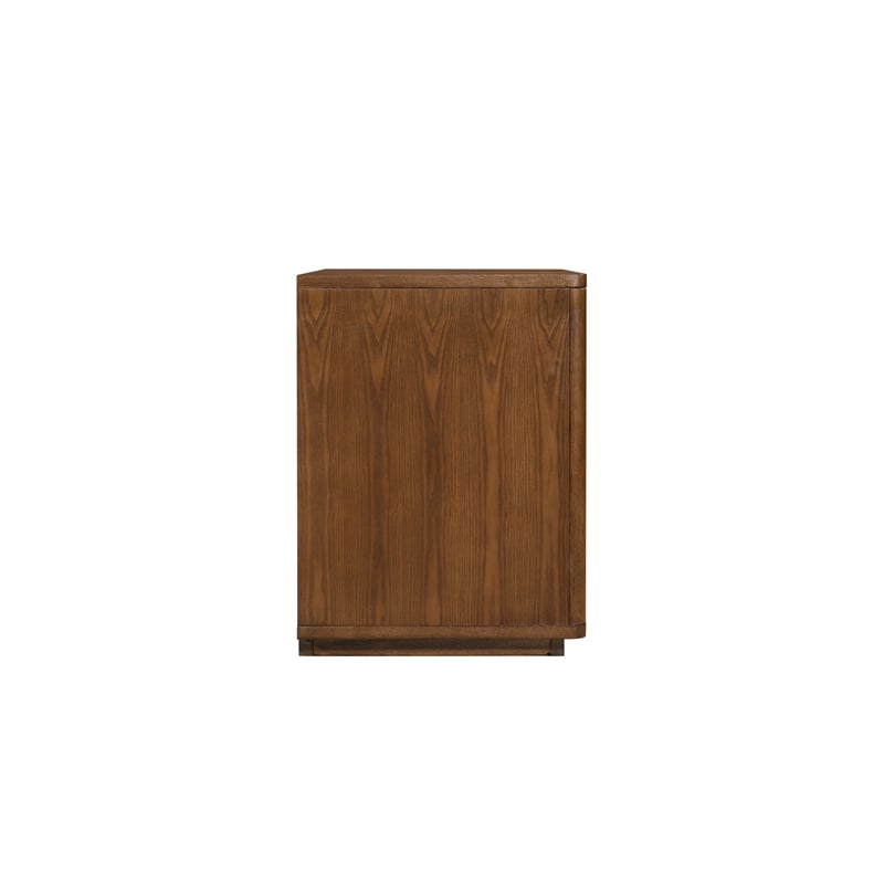 Pemberly Row Modern Nightstand with Soft Close Drawer in Walnut Finish