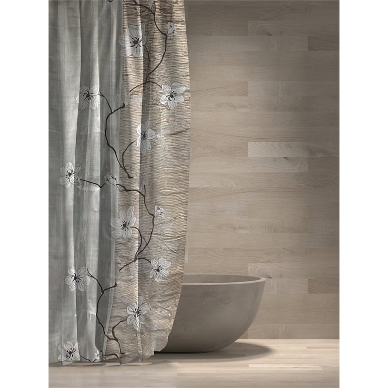 Pemberly Row Magnolia Printed Fabric Bronze Shower Curtain - 70