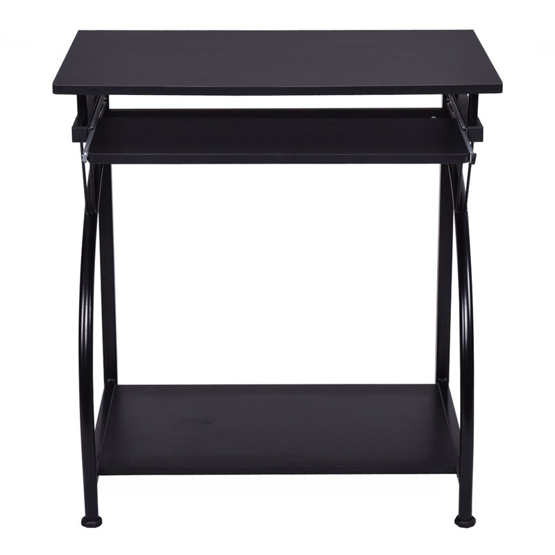 Pemberly Row Contemporary MDF and Steel Computer Desk in Black Finish