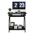 Pemberly Row Contemporary MDF and Steel Computer Desk in Black Finish