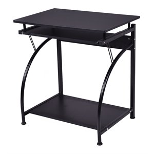 Pemberly Row Contemporary MDF and Steel Computer Desk in Black Finish