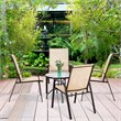 Pemberly Row 4 Pieces Steel and Fabric Patio Dining Chairs with Armrest in Beige