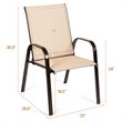 Pemberly Row 4 Pieces Steel and Fabric Patio Dining Chairs with Armrest in Beige