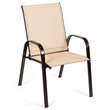 Pemberly Row 4 Pieces Steel and Fabric Patio Dining Chairs with Armrest in Beige