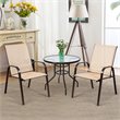 Pemberly Row 4 Pieces Steel and Fabric Patio Dining Chairs with Armrest in Beige