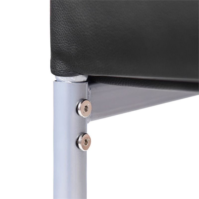 Pemberly Row PU Leather and Steel Dining Side Chairs in Black (Set of 4)