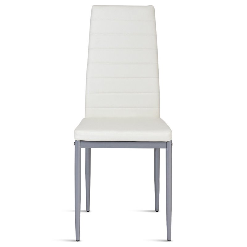 Pemberly Row PU Leather and Steel Dining Side Chairs in White (Set of 4)