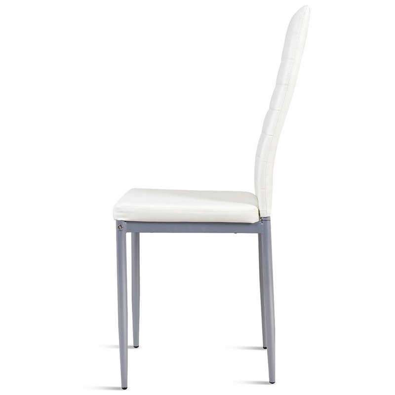 Pemberly Row PU Leather and Steel Dining Side Chairs in White (Set of 4)