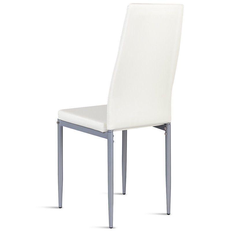 Pemberly Row PU Leather and Steel Dining Side Chairs in White (Set of 4)