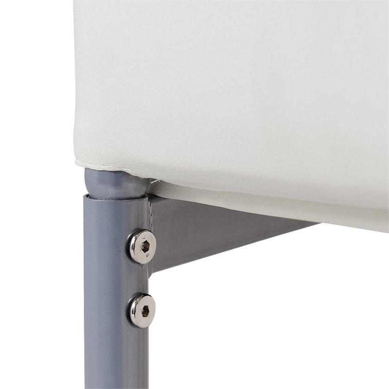 Pemberly Row PU Leather and Steel Dining Side Chairs in White (Set of 4)