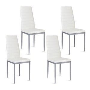Pemberly Row PU Leather and Steel Dining Side Chairs in White (Set of 4)