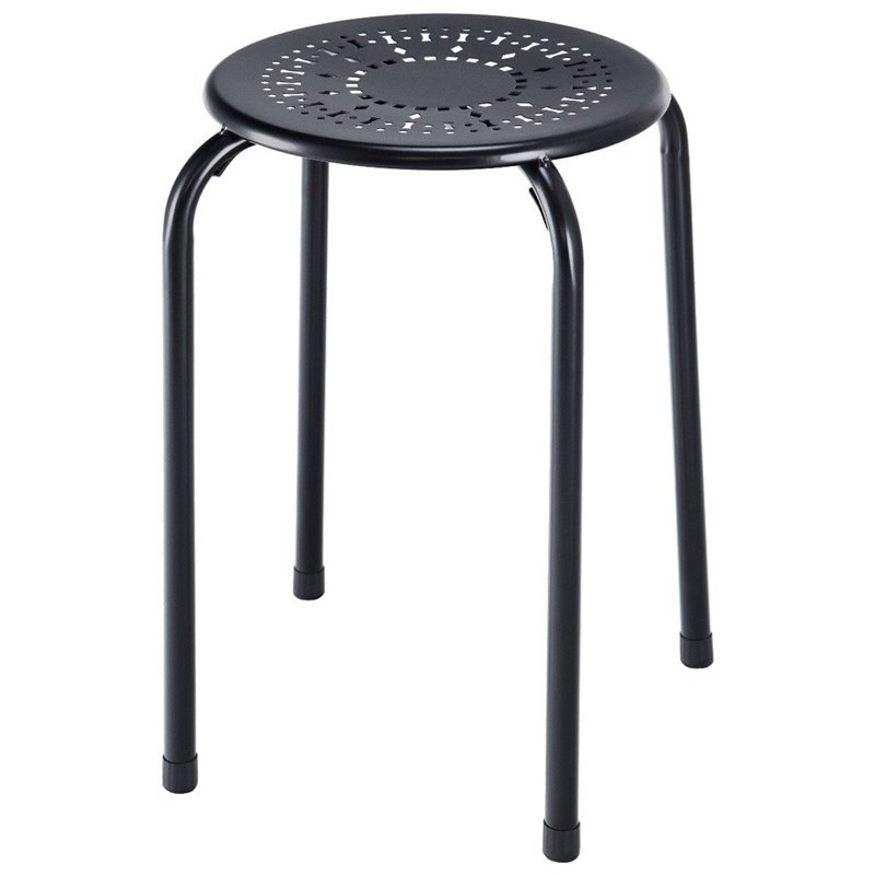 Pemberly Row Contemporary Metal Stools in Black Finish (Set of 6)