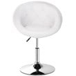 Pemberly Row Tufted Back Adjustable PU Leather White/Chrome Swivel Accent Chair