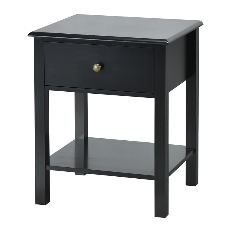 Pemberly Row Contemporary MDF Nightstand with Spacious Tabletop in Black