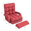 Pemberly Row Cotton Sofa Massage Recliner with 5 Adjustable Backrest in Red