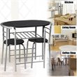 Pemberly Row 3-Pc MDF and Iron Dining Set with Table & 2 Chairs in Silver/Black