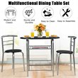 Pemberly Row 3-Pc MDF and Iron Dining Set with Table & 2 Chairs in Silver/Black
