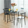 Pemberly Row 3-piece MDF and Iron Dining Set with Table and 2 Chairs in Black