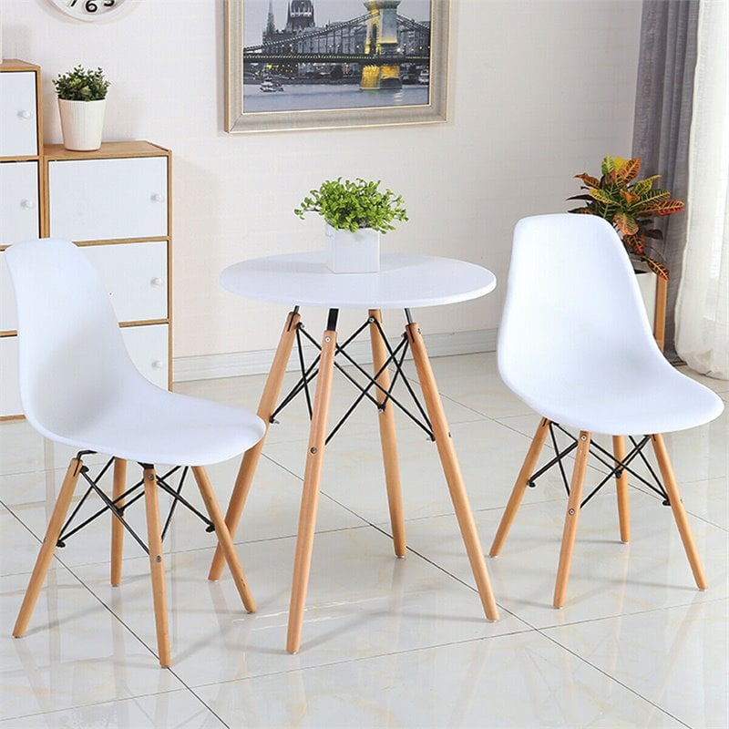Pemberly Row Contemporary Wood and ABS Dining Side Chairs in White (Set of 2)