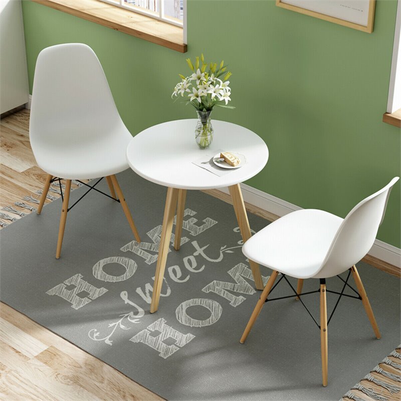 Pemberly Row Contemporary Wood and ABS Dining Side Chairs in White (Set of 2)