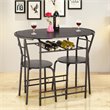 Pemberly Row 3-piece MDF and Steel Dining Set with Table and 2 Chairs in Black