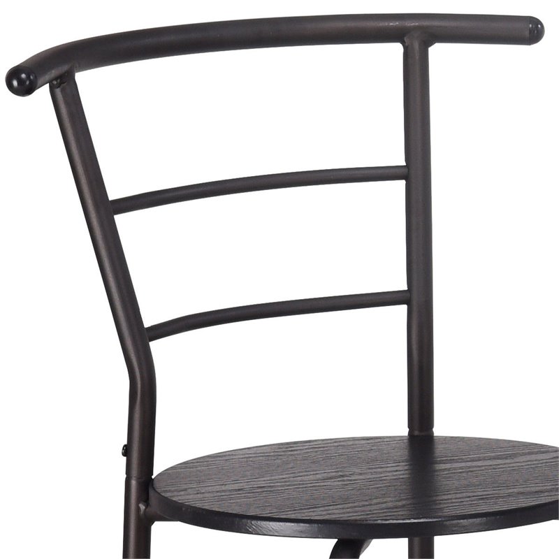 Pemberly Row 3-piece MDF and Steel Dining Set with Table and 2 Chairs in Black