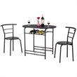 Pemberly Row 3-piece MDF and Steel Dining Set with Table and 2 Chairs in Black