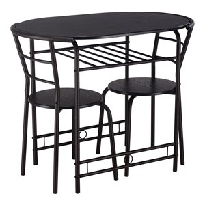 Pemberly Row 3-piece MDF and Steel Dining Set with Table and 2 Chairs in Black