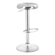 Pemberly Row Brushed Stainless Steel Swivel Bar Stool with Round Top in Silver