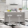 Pemberly Row Brushed Stainless Steel Swivel Bar Stool with Round Top in Silver