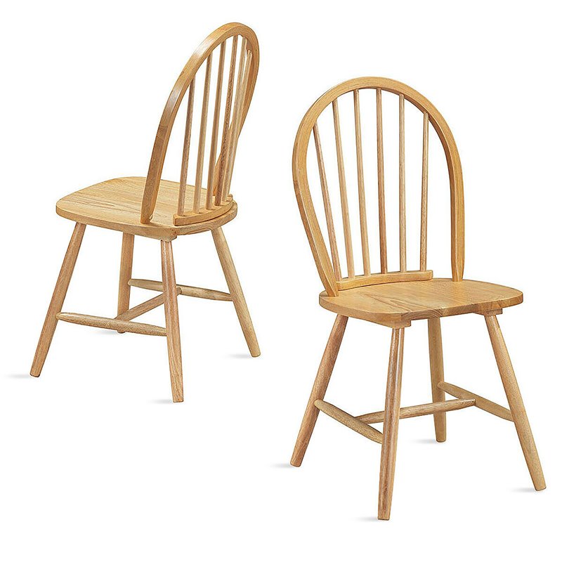 Pemberly Row Wood Vintage Windsor Dining Side Chair in Natural (Set of 2)