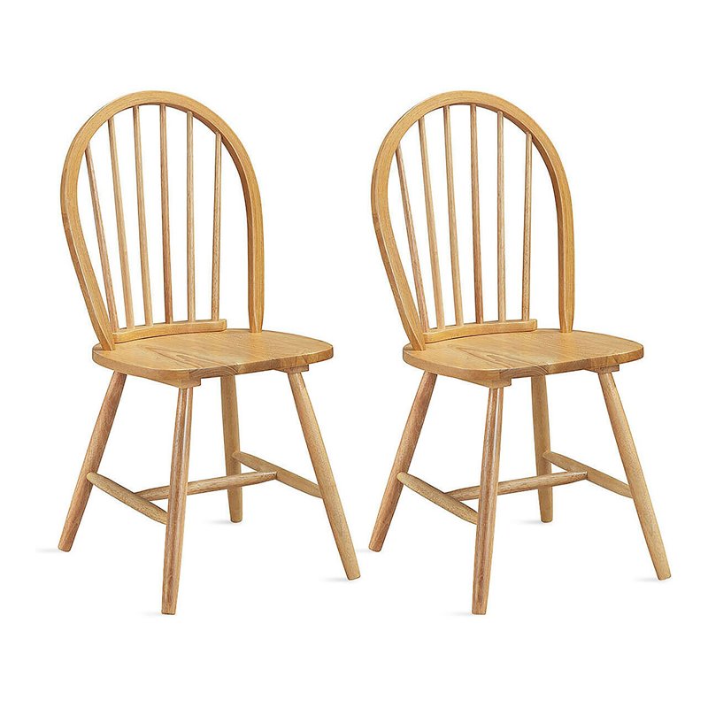 Pemberly Row Wood Vintage Windsor Dining Side Chair in Natural (Set of 2)