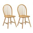 Pemberly Row Wood Vintage Windsor Dining Side Chair in Natural (Set of 2)